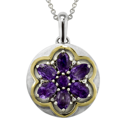 Amethyst Gold Flower Cremation Pendant